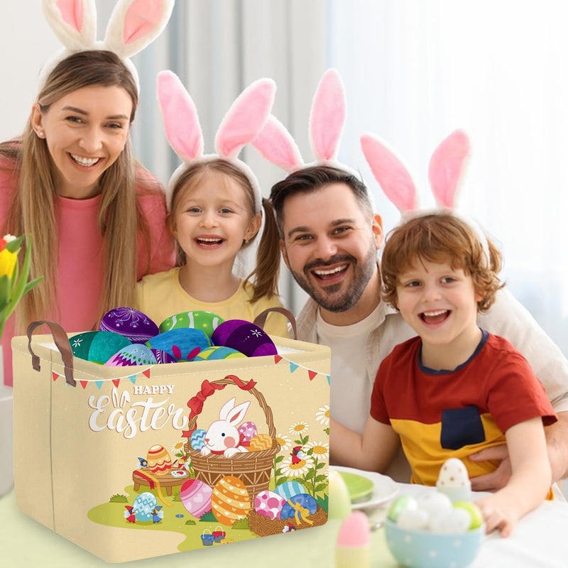 FXOCSHE FXOLCSHE Rectangular Easter basket,Easter gift basket,Nursery Hamper,Collapsible waterproof baby toy storage box for Kids,Toy Organizer,Easter Home Decor,Gift Baskets(Flower basket Easter) - Image 2